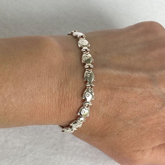 Milor Jewelry - Sterling Silver Milor 925 Italy Hollow Puffy Fish Link Sea Life Bracelet 6-7/8"